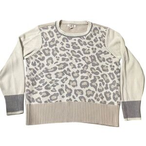 Women's Beachlunchlounge XL Plus Leopard Print Crew Neck Sweater